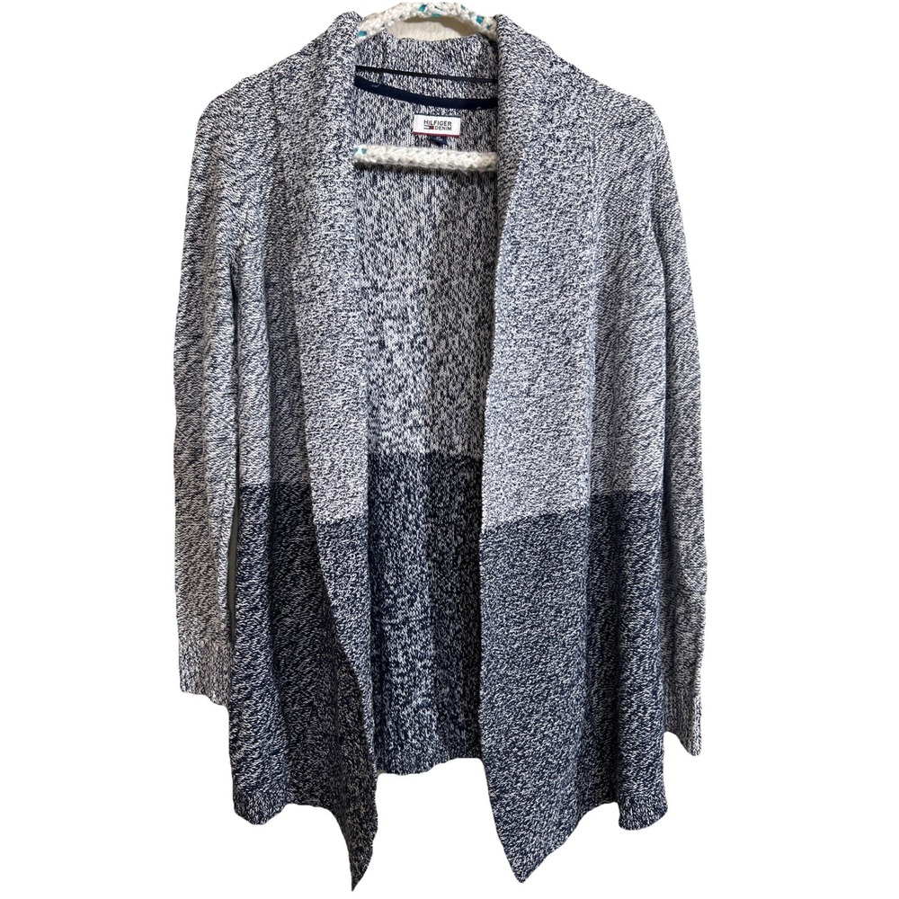 Tommy Hilfiger Gray / Blue Colorblock Lagenlook Cape Cardigan Size XS Xtra Small